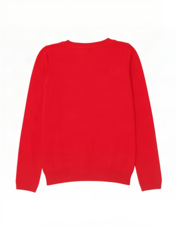 Zara Womens Boat Neck Jumper Sweater UK 14 Large Red Cotton