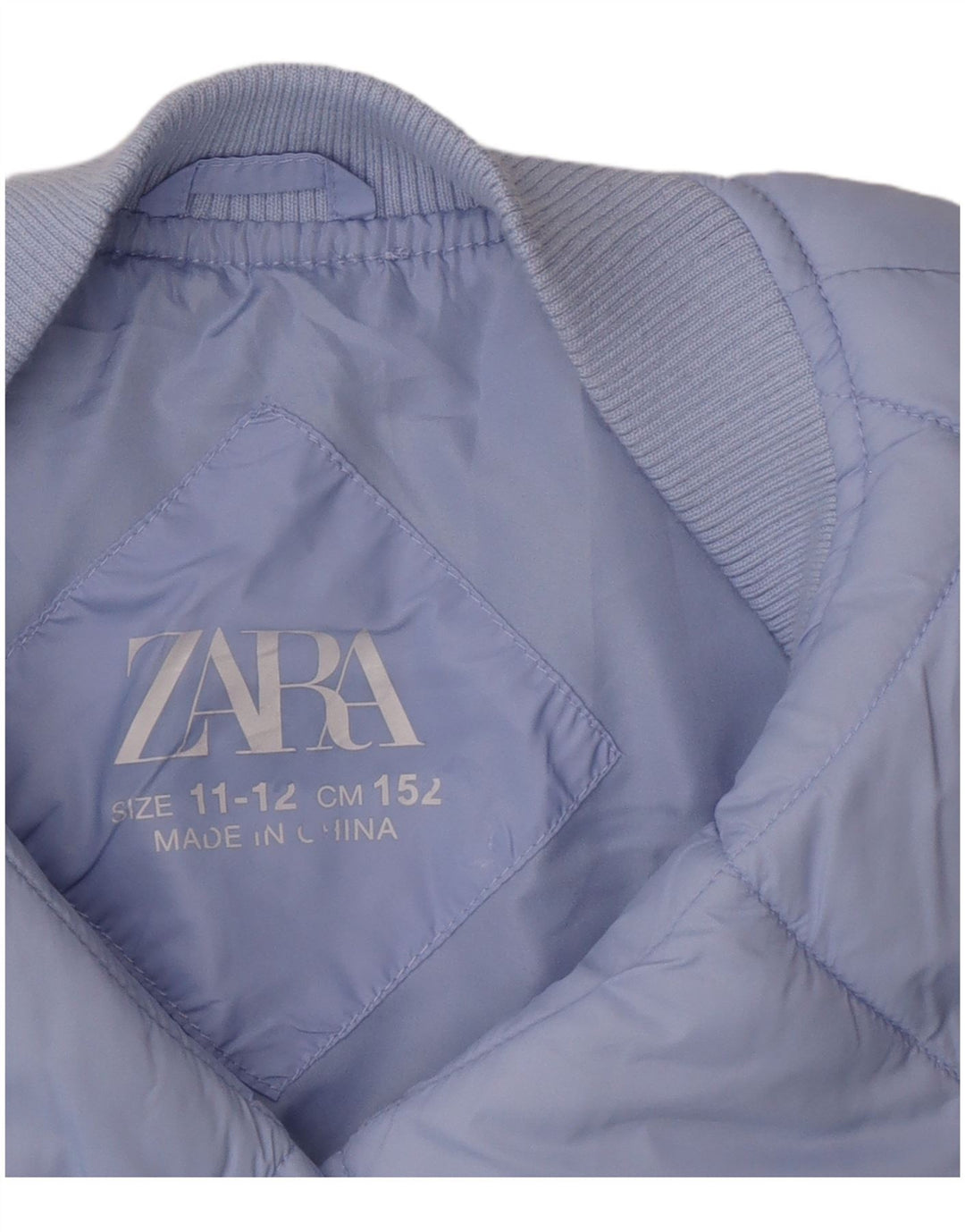 Zara Girls Quilted Bomber Jacket 11-12 Years Blue