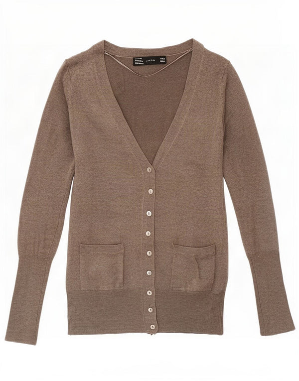 Zara Womens Cardigan Sweater UK 10 Small Grey Rayon