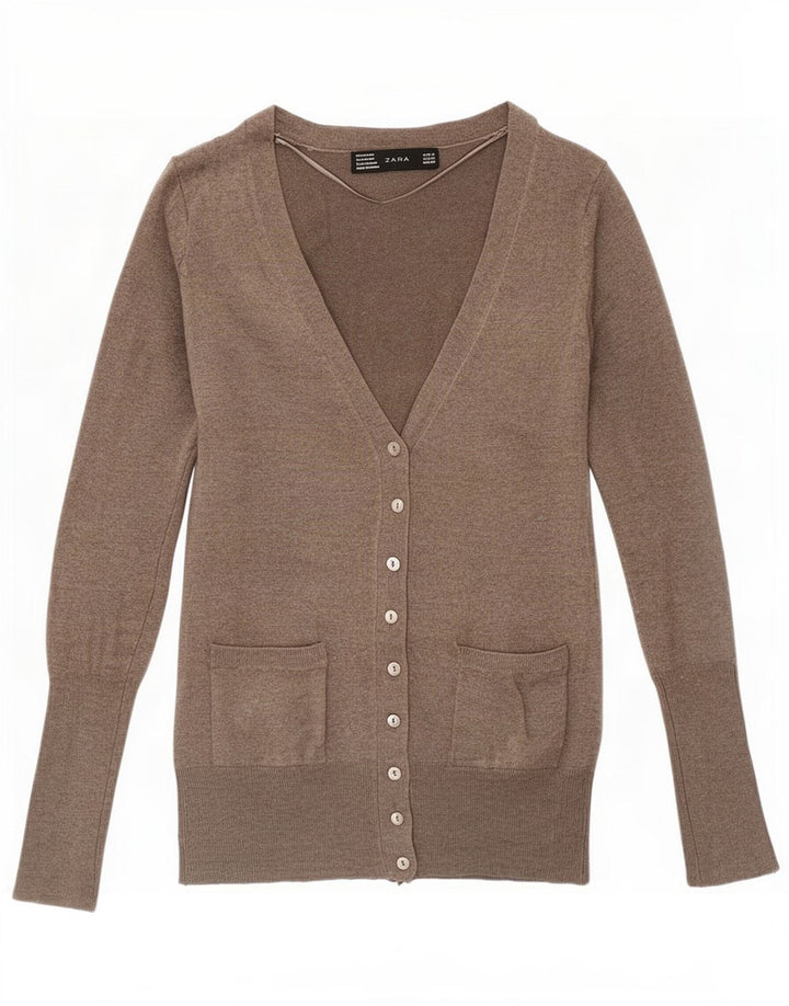 Zara Womens Cardigan Sweater UK 10 Small Grey Rayon
