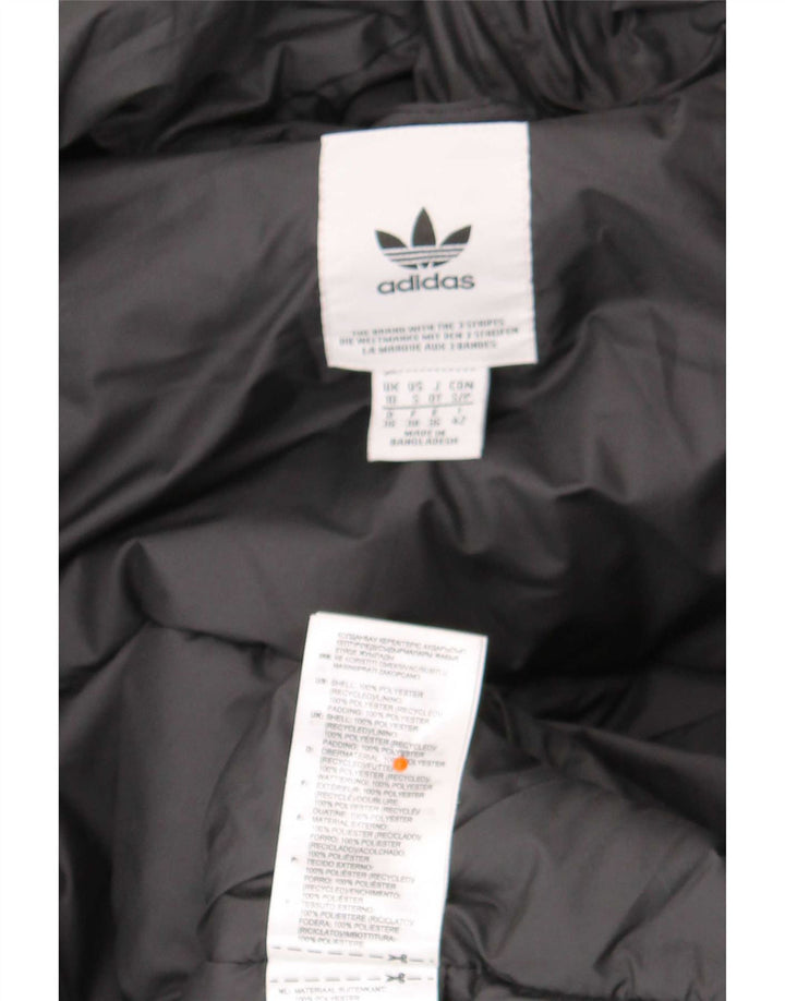 Adidas Womens Hooded Padded Jacket UK 10 Small Black Polyester