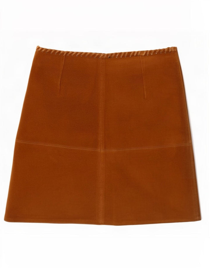 Zara Womens Suede Mini Skirt Medium W28 Beige Leather