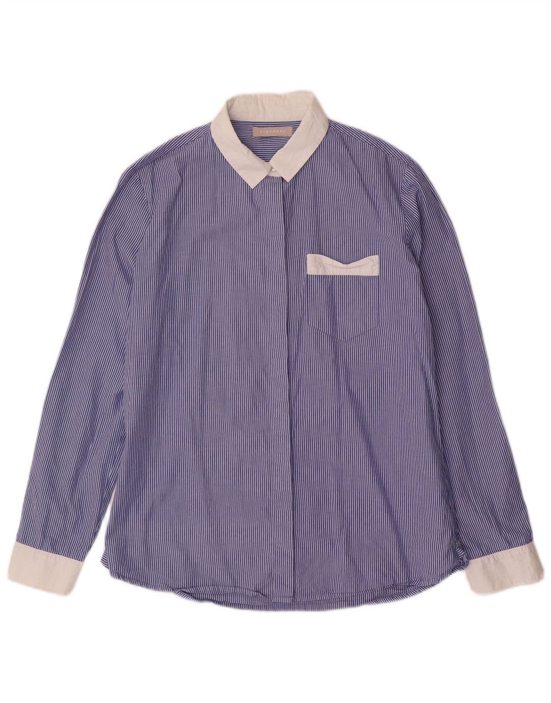 STEFANEL Womens Shirt IT 42 Medium Blue Pinstripe