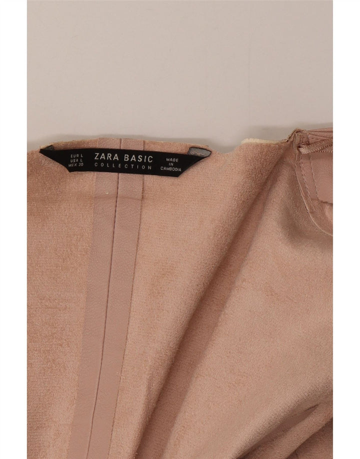 Zara Womens Faux Leather Blazer Jacket UK 14 Medium Pink