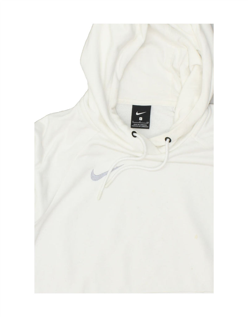 NIKE Womens Hoodie Jumper UK 10 Small White Cotton | Vintage Nike | Thrift | Second-Hand Nike | Used Clothing | Messina Hembry 