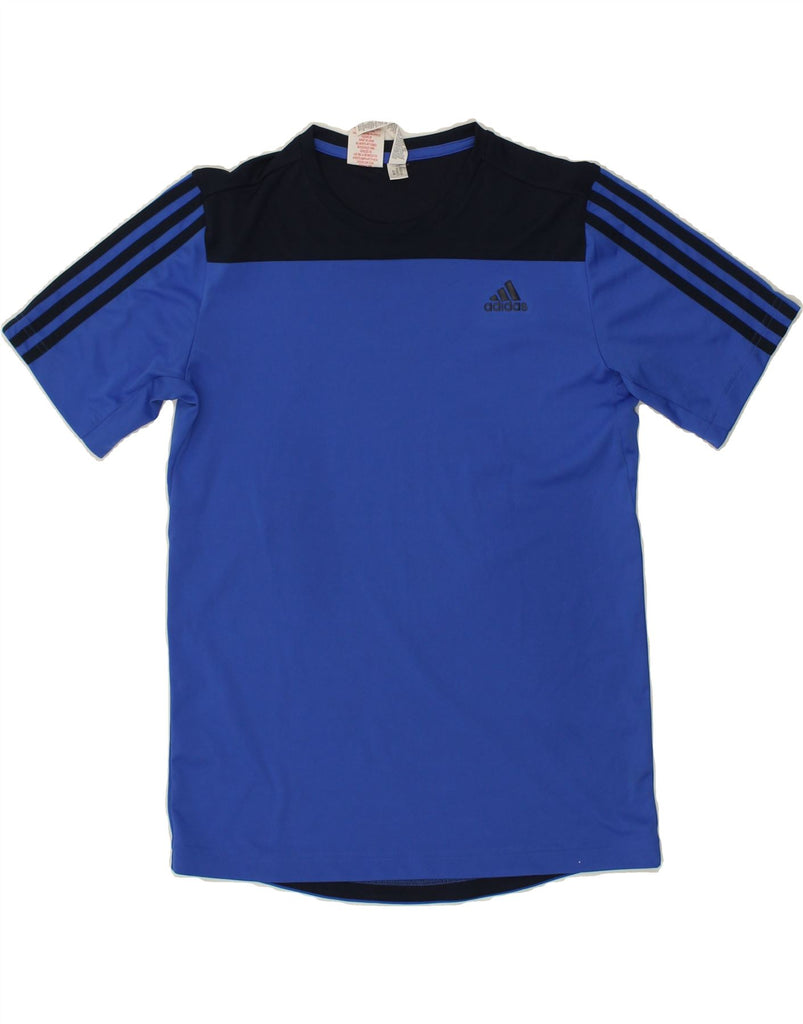 ADIDAS Boys Climalite T-Shirt Top 15-16 Years Blue Colourblock | Vintage Adidas | Thrift | Second-Hand Adidas | Used Clothing | Messina Hembry 