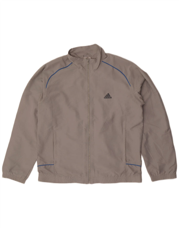 Adidas Mens Tracksuit Top Jacket UK 42/44 Large Grey Polyester