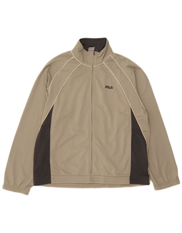 FILA Mens Tracksuit Top Jacket Medium Green Colourblock Polyester
