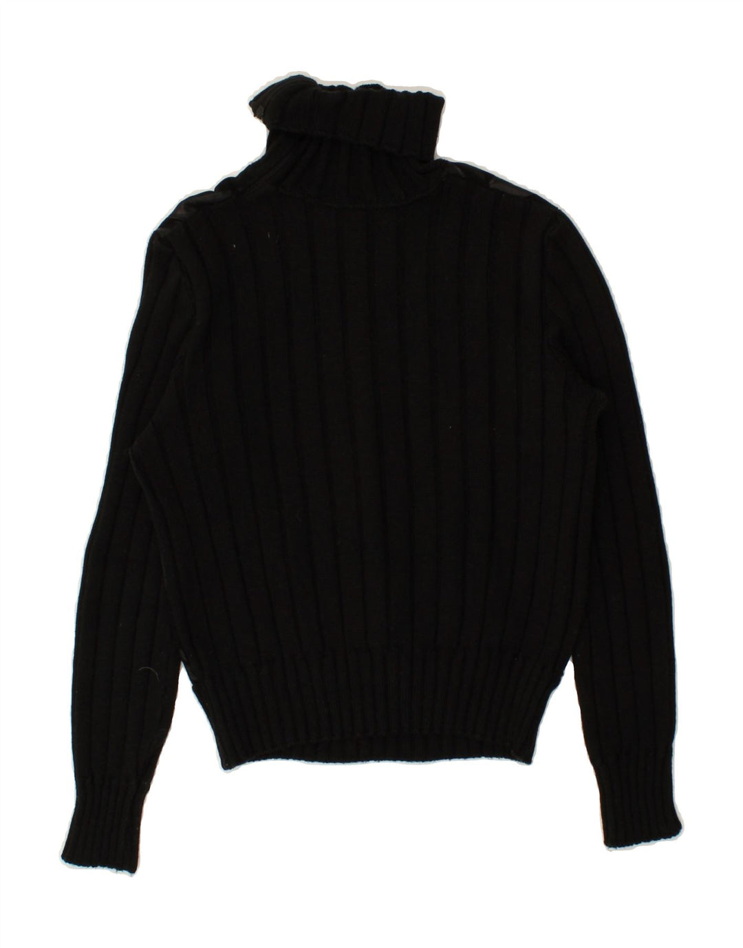 VINTAGE Womens Roll Neck Jumper Sweater UK 10 Small Black Virgin Wool