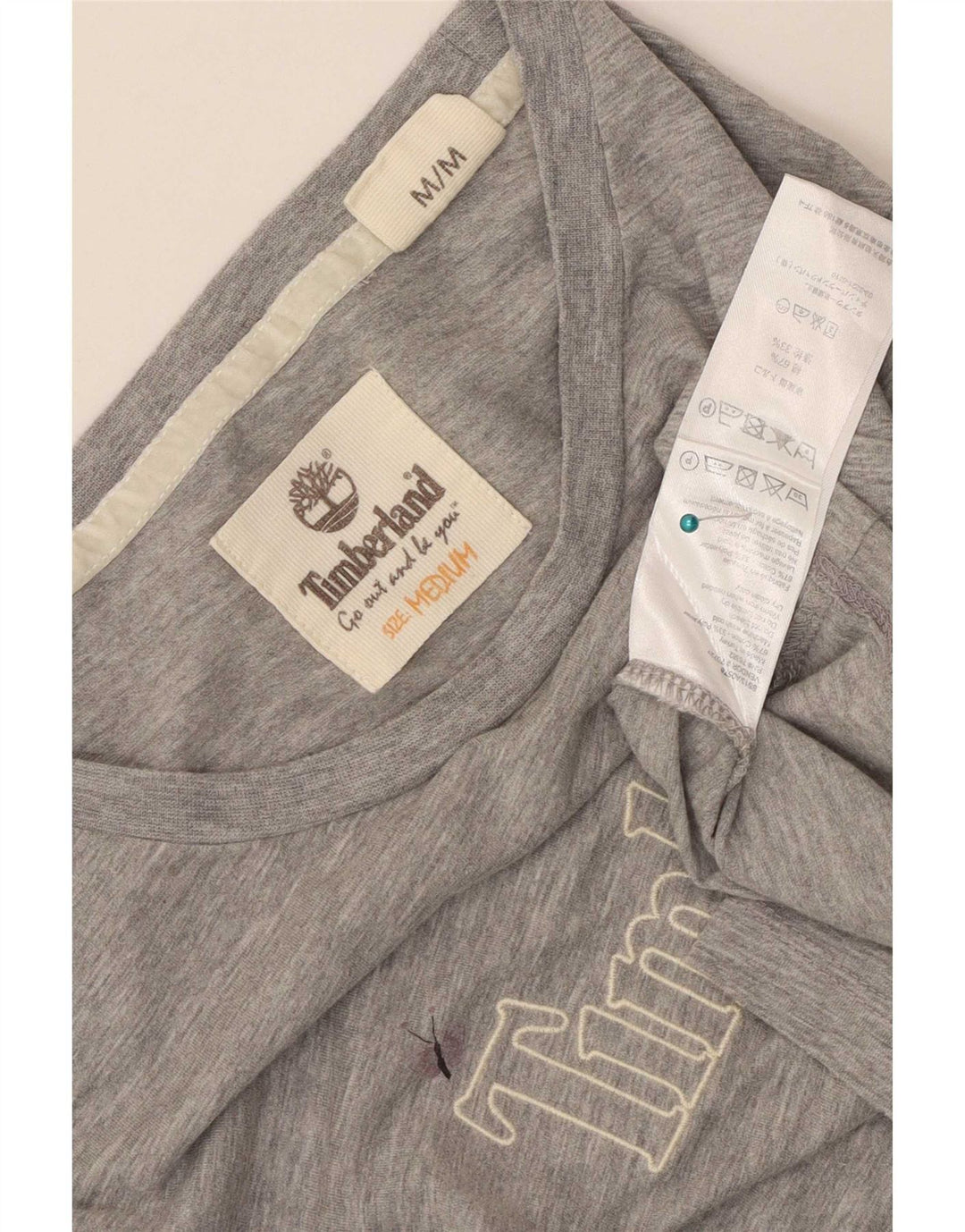 Timberland Womens Graphic 3/4 Sleeve Tunic Top UK 12 Medium Grey Cotton