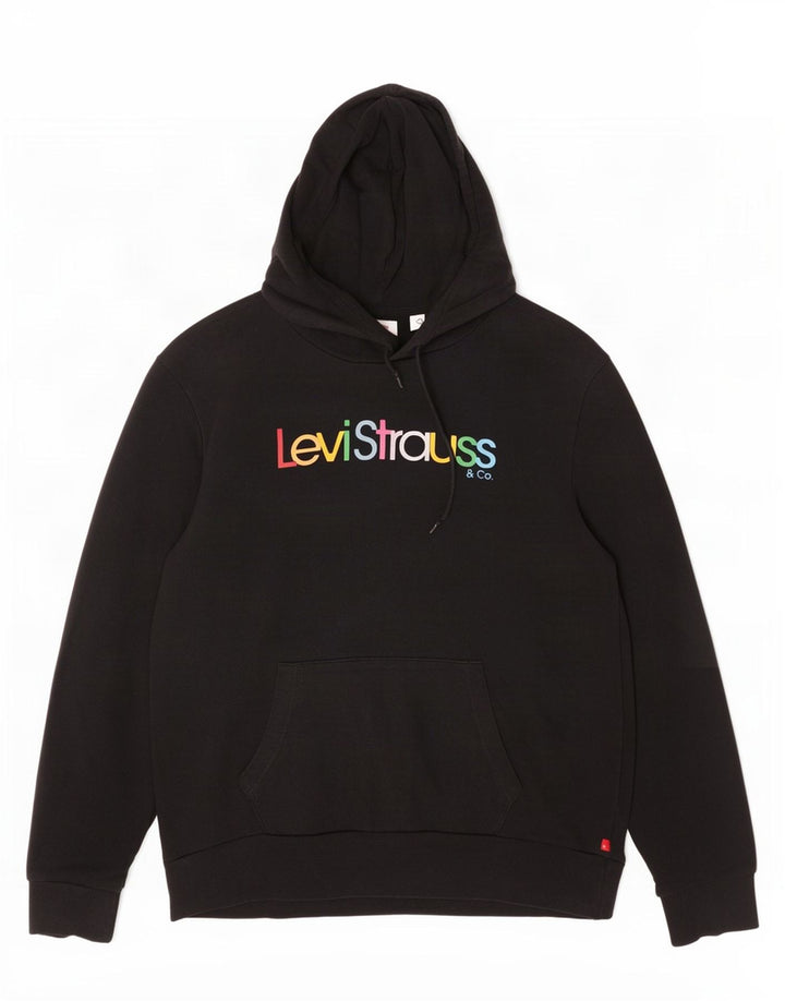Levi's Mens Graphic Hoodie Jumper Medium Black Cotton