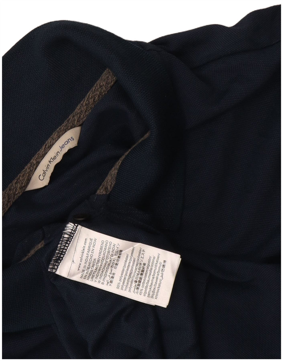 Calvin Klein Jeans Mens Polo Shirt Medium Navy Blue Cotton