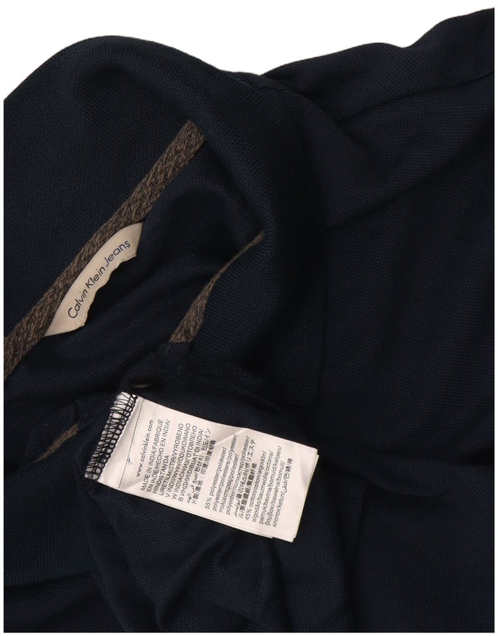 Calvin Klein Jeans Mens Polo Shirt Medium Navy Blue Cotton