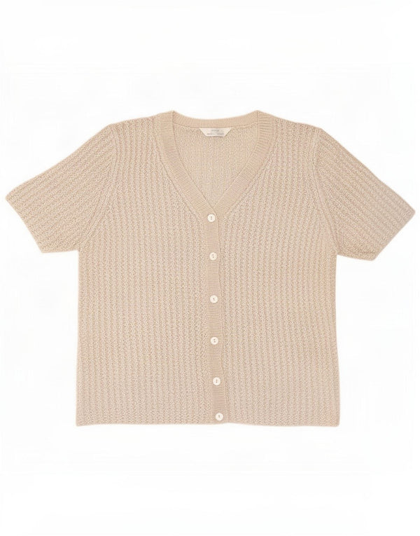 Marks & Spencer Womens Short Sleeve Cardigan Sweater UK 20 2XL Beige