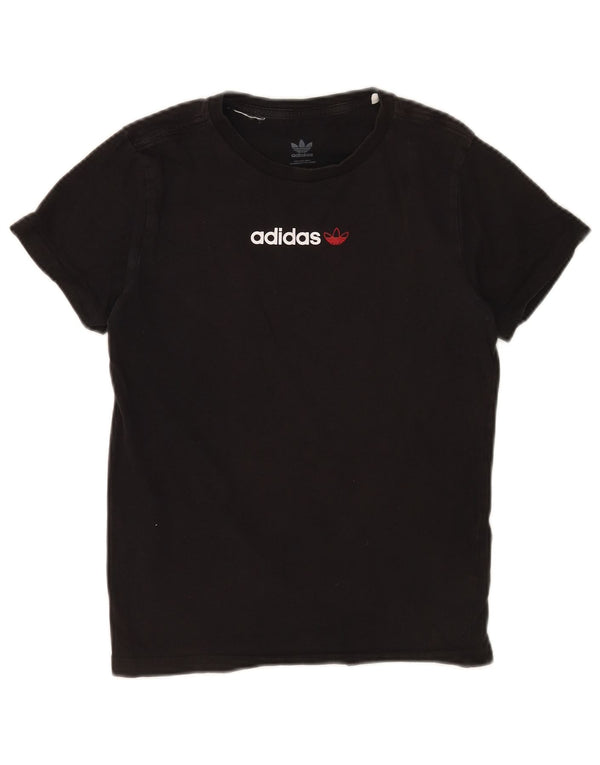 Adidas Boys Graphic T-Shirt Top 11-12 Years Black Cotton