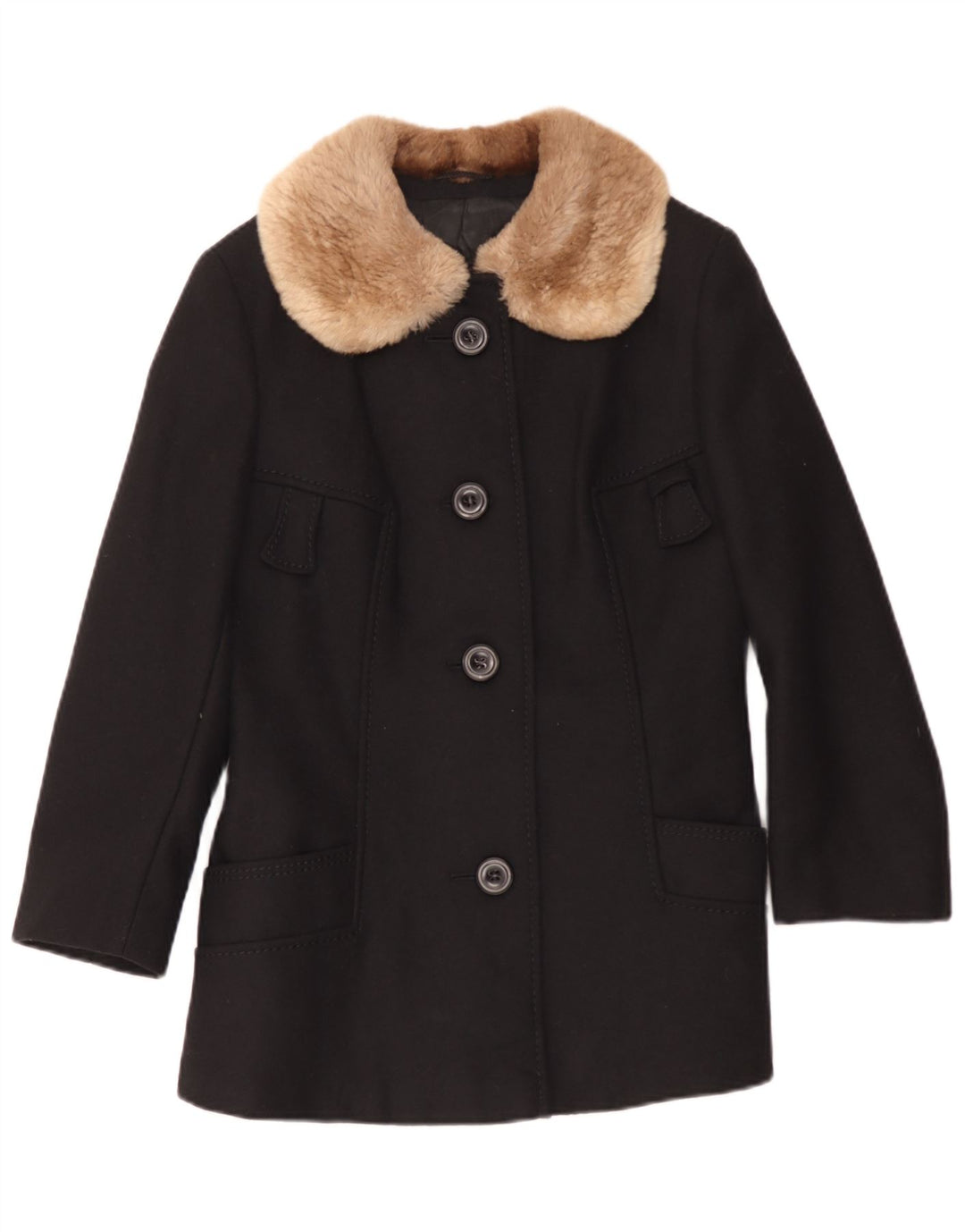 Your Sixth Sense Womens Overcoat UK 10 Small Black Wool