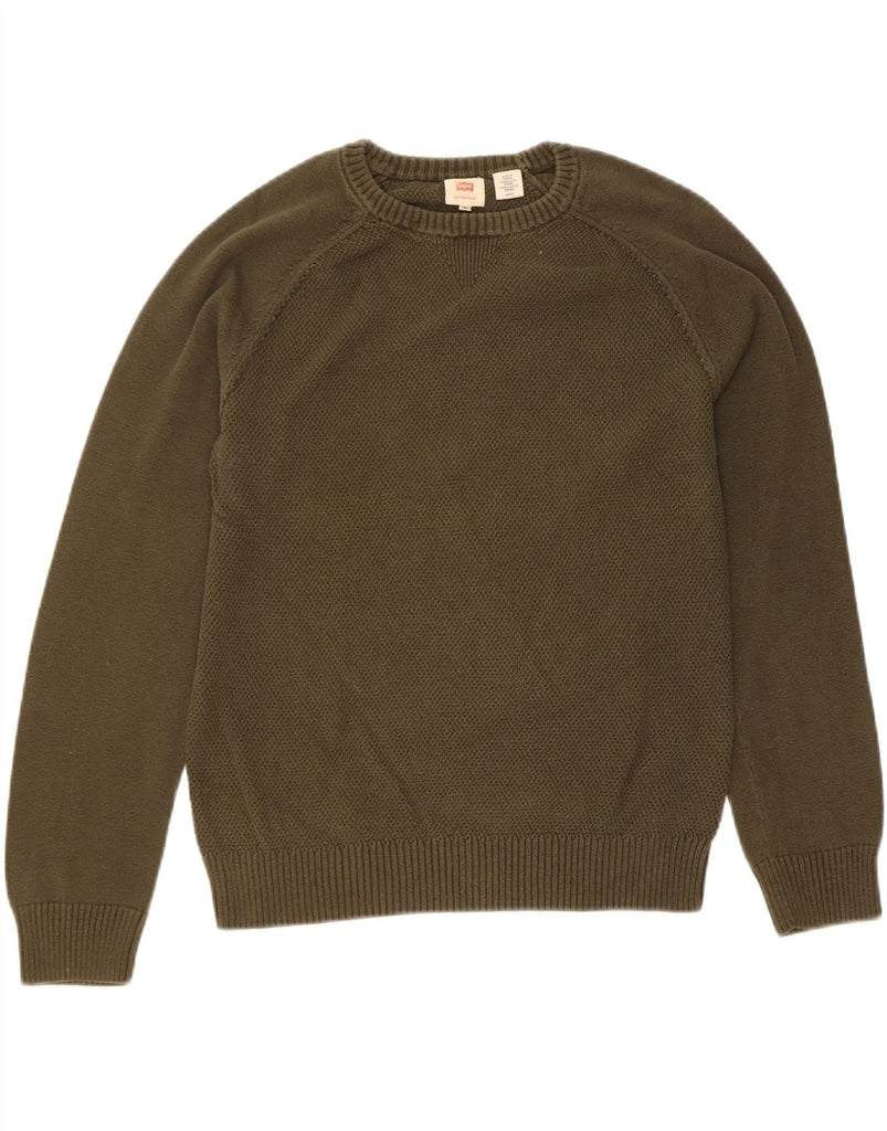 LEVI'S Mens Crew Neck Jumper Sweater Small Khaki Cotton Vintage Levi's and Second-Hand Levi's from Messina Hembry 