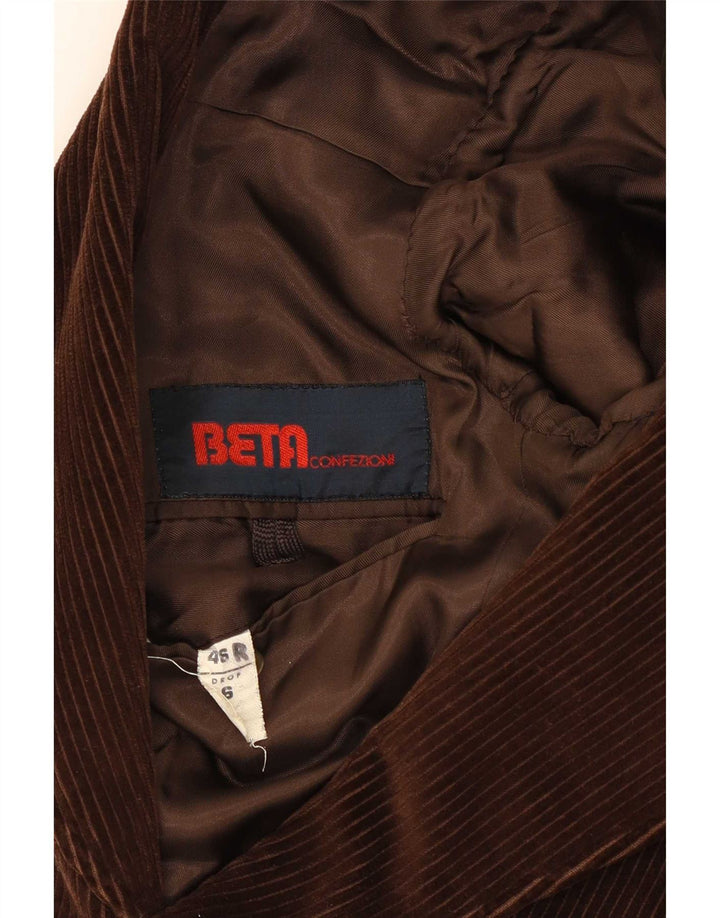 Beta Mens 2 Button Corduroy Blazer Jacket IT 46 Small Brown