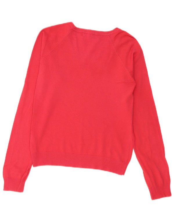 Zara Womens Crop V-Neck Jumper Sweater UK 12 Medium Red Cotton