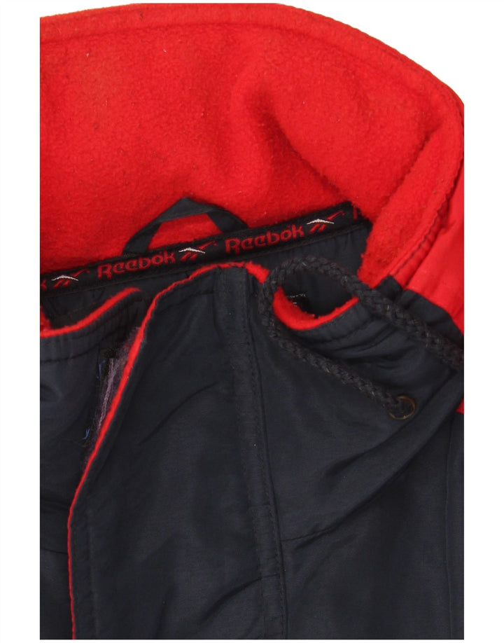 Reebok Mens Hooded Windbreaker Coat UK 40 Large Blue Colourblock Polyester