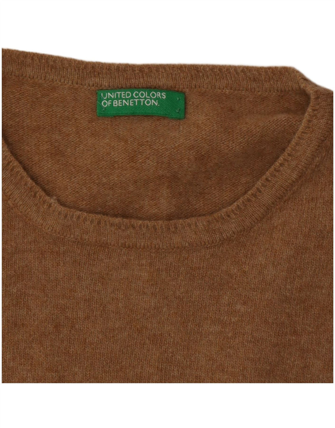 Benetton Mens Crew Neck Jumper Sweater Medium Brown