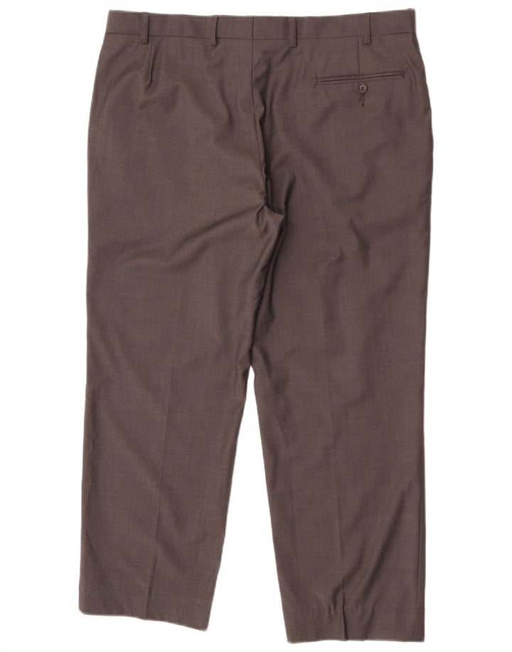 Marks & Spencer Mens Regular Fit Suit Trousers W36 L29 Brown Wool