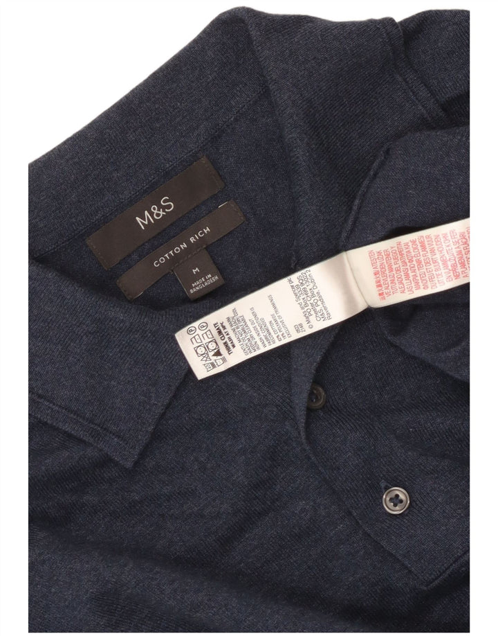 Marks & Spencer Mens Polo Neck Jumper Sweater Medium Navy Blue Flecked