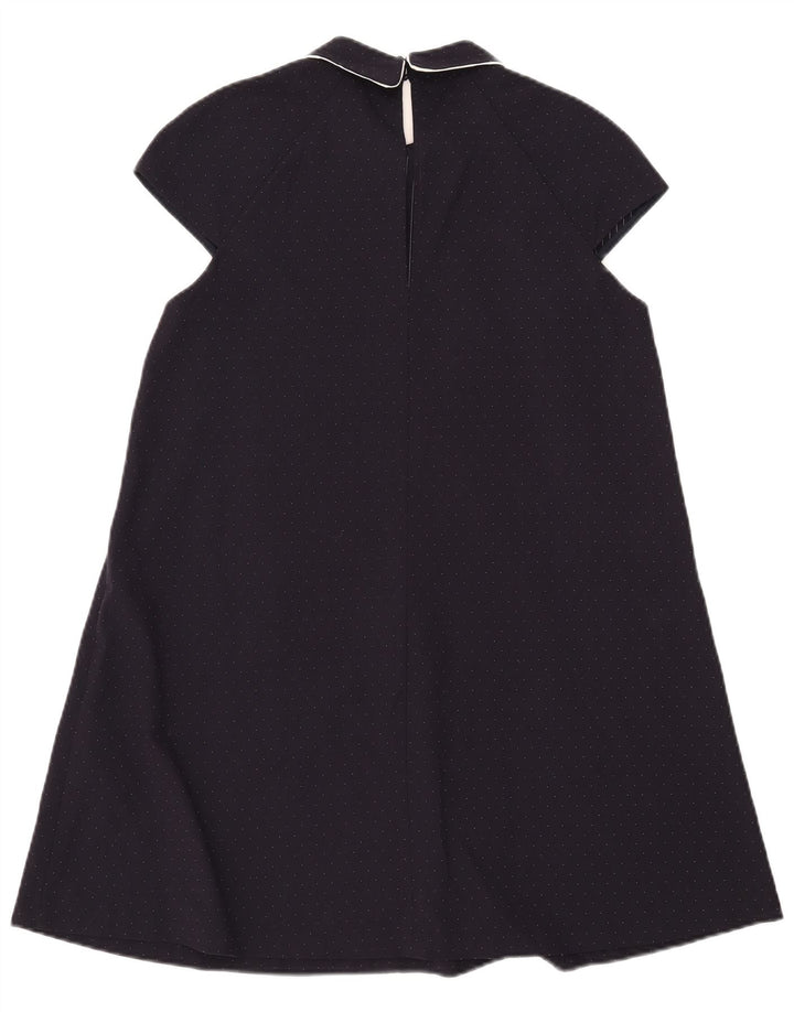 Zara Womens A-Line Dress UK 14 Large Navy Blue Spotted Polyester