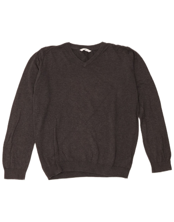 Marks & Spencer Boys V-Neck Jumper Sweater 14-15 Years Grey Cotton