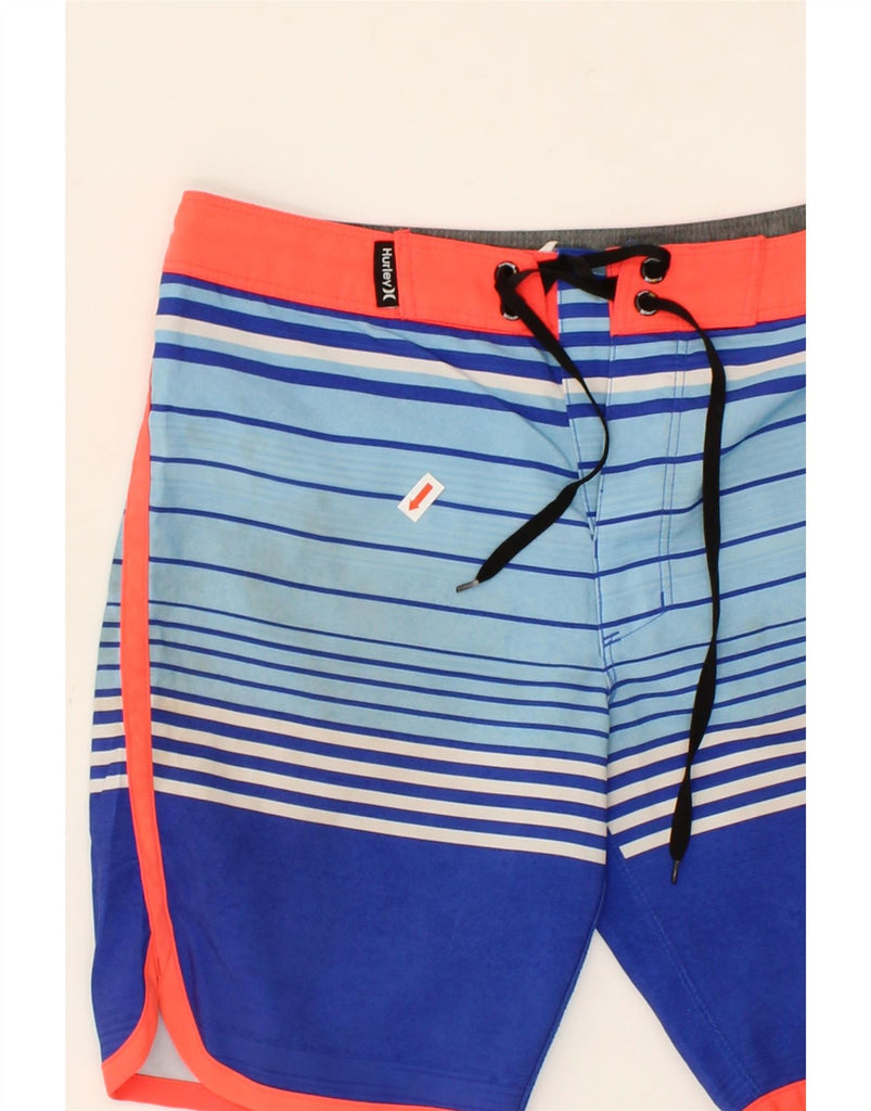 HURLEY Boys Swimming Shorts 7-8 Years XS  Blue Striped Polyester Vintage Hurley and Second-Hand Hurley from Messina Hembry 