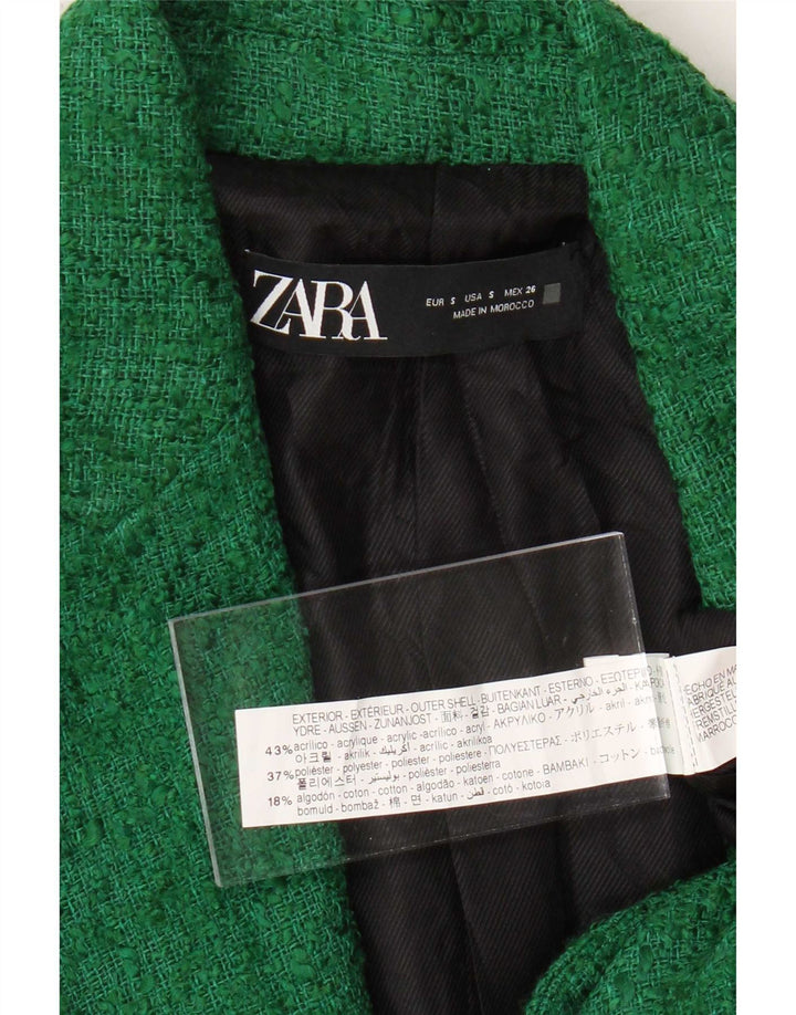 Zara Womens 1 Button Blazer Jacket UK 10 Small Green Acrylic