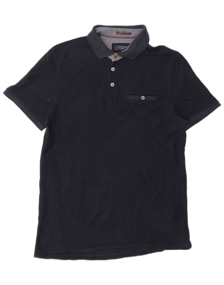 Ted Baker Mens Polo Shirt Size 4 Large Navy Blue Cotton