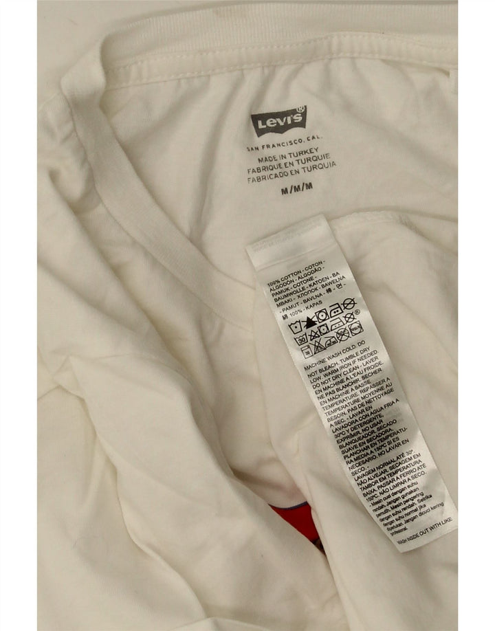 Levi's Womens Graphic T-Shirt Top UK 14 Medium White Cotton