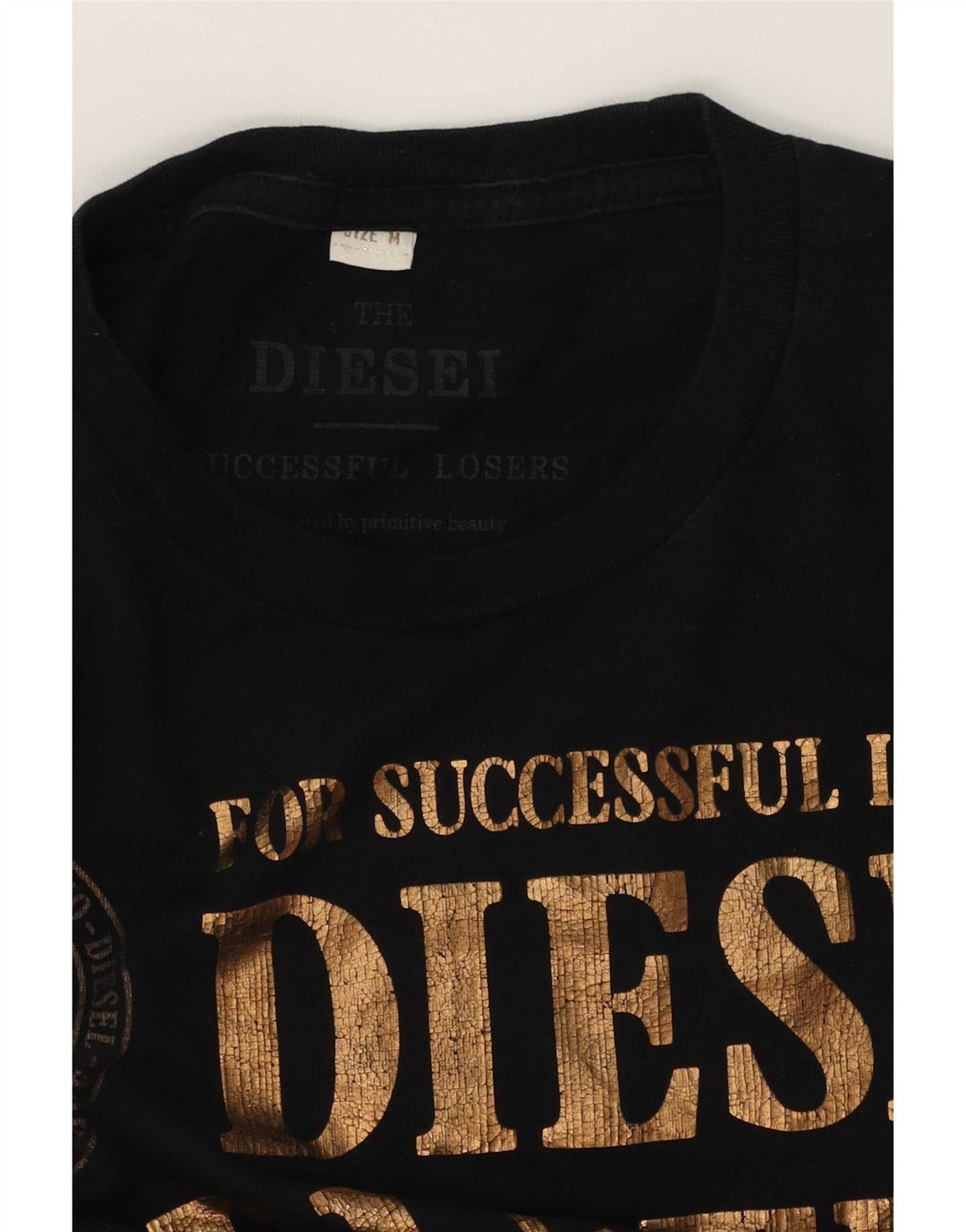 Diesel Mens Graphic T-Shirt Top Medium Black
