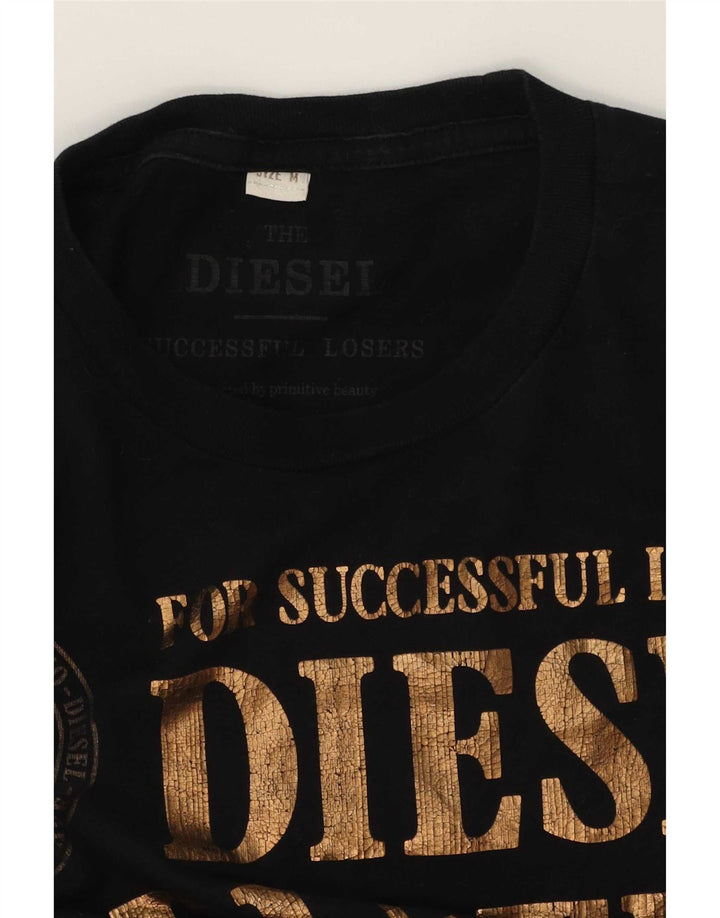 Diesel Mens Graphic T-Shirt Top Medium Black