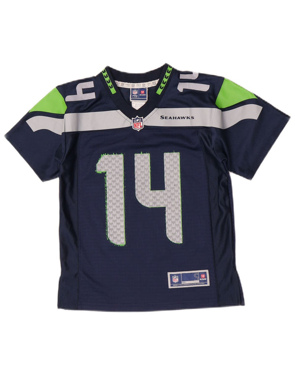 NFL Boys Graphic T-Shirt Top 8-9 Years Small Navy Blue Colourblock