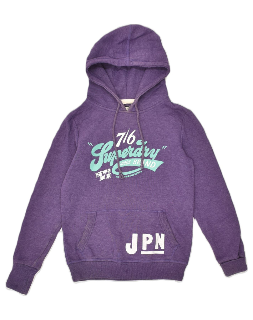 SUPERDRY Womens Graphic Hoodie Jumper UK 10 Small Purple Cotton | Vintage Superdry | Thrift | Second-Hand Superdry | Used Clothing | Messina Hembry 