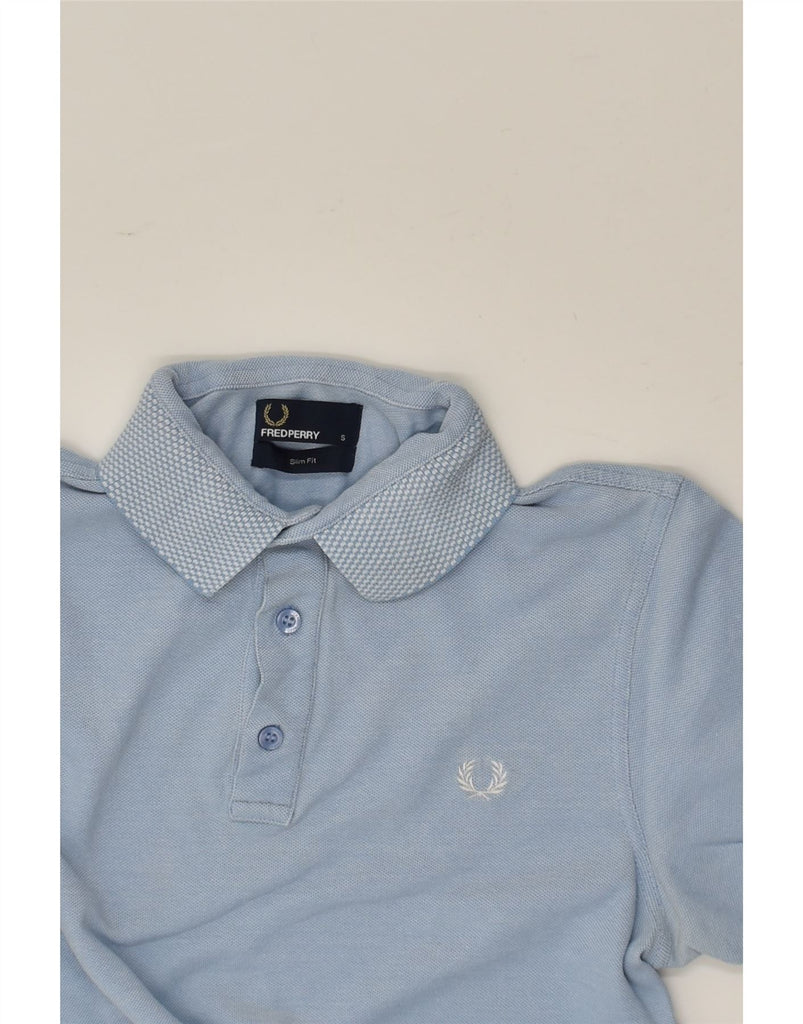 FRED PERRY Mens Slim Fit Polo Shirt Small Blue Cotton | Vintage Fred Perry | Thrift | Second-Hand Fred Perry | Used Clothing | Messina Hembry 