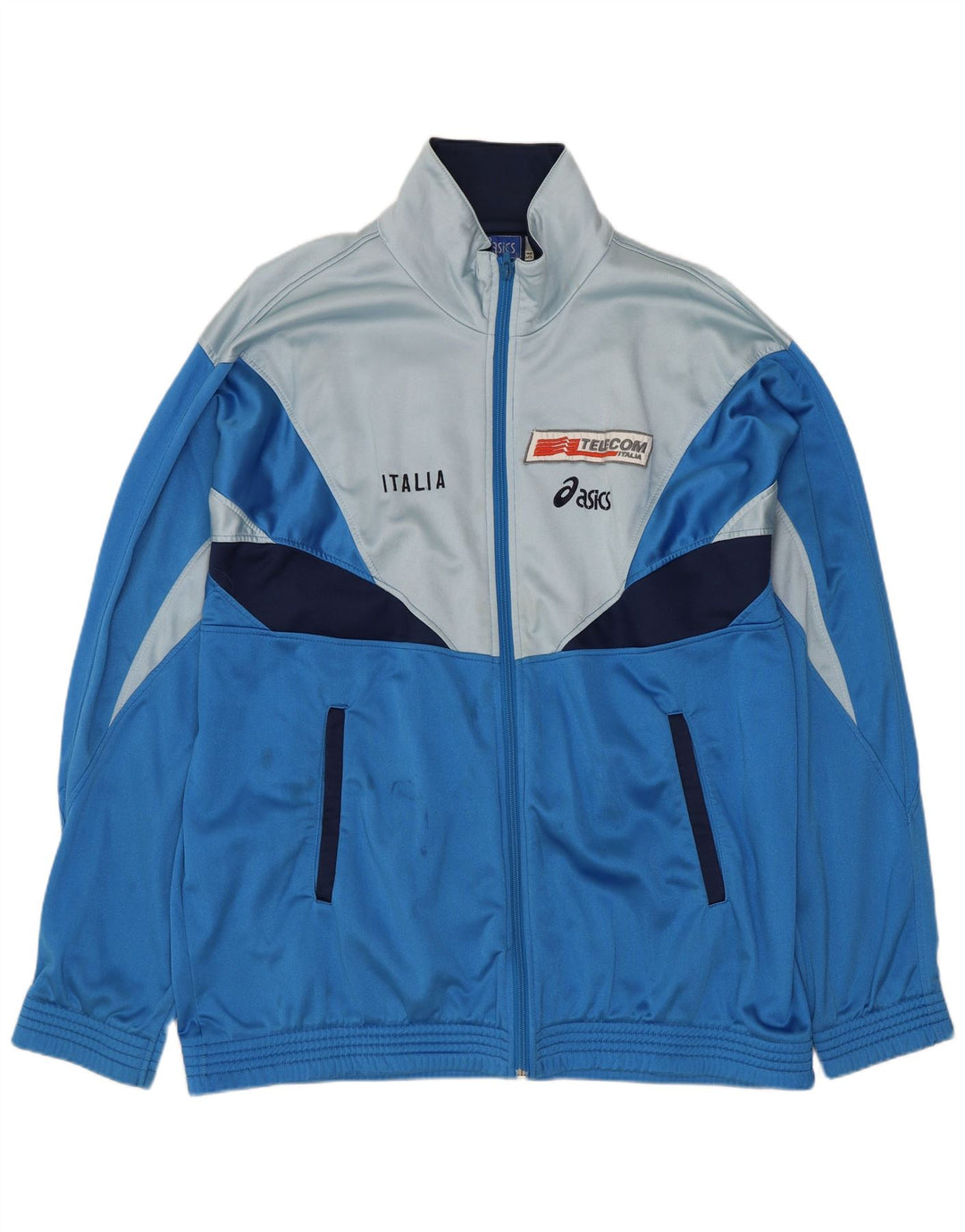 ASICS Mens Italia Graphic Tracksuit Top Jacket IT 54 XL Blue Colourblock