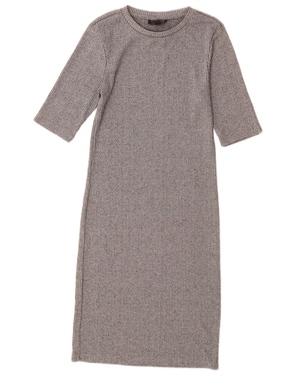 Topshop Womens Short Sleeves Jumper Dress UK 10 Small Grey Flecked