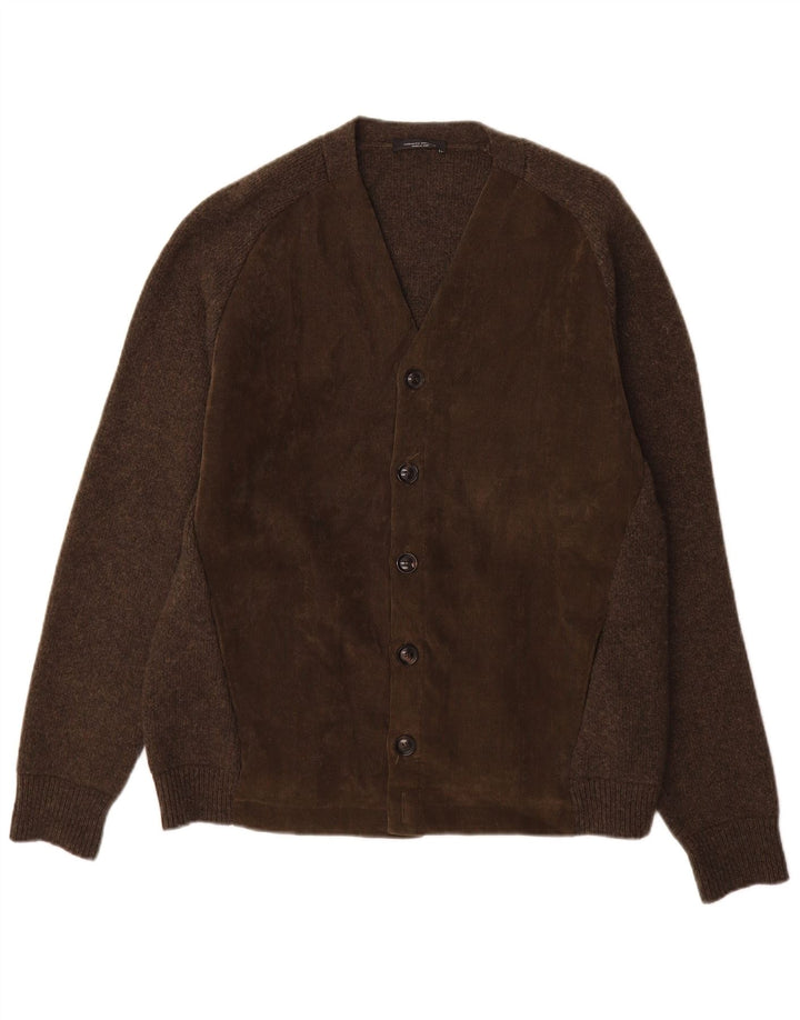 Roberto Collina Mens Cardigan Sweater IT 50 Medium Brown Wool