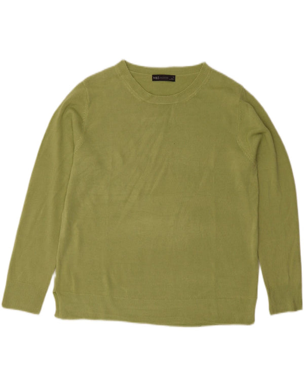 Marks & Spencer Womens Boat Neck Jumper Sweater UK 16 Large Green Acrylic