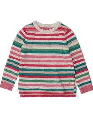 JOULES Girls Fleece Jumper 4-5 Years Multicoloured Striped Polyester