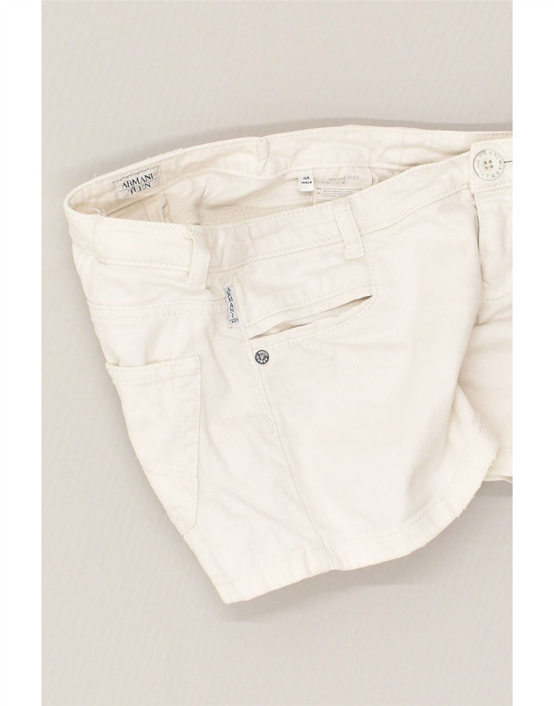 ARMANI Girls Casual Shorts 10-11 Years W26  White Cotton | Vintage Armani | Thrift | Second-Hand Armani | Used Clothing | Messina Hembry 