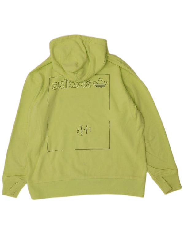 Adidas Womens Graphic Oversized Hoodie Jumper UK 10 Small Green Cotton