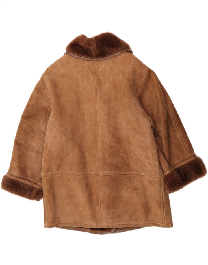 Vintage Womens Oversized Shearling Jacket EU 40 Medium Brown Shearling