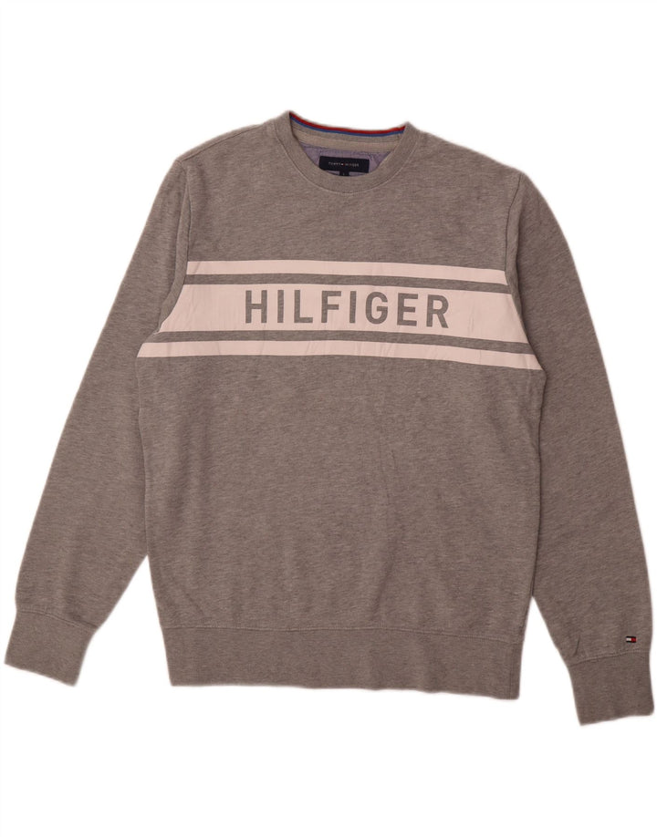 TOMMY HILFIGER Mens Vintage Fit Graphic Sweatshirt Jumper Large Grey Vintage Tommy Hilfiger and Second-Hand Tommy Hilfiger from Messina Hembry 