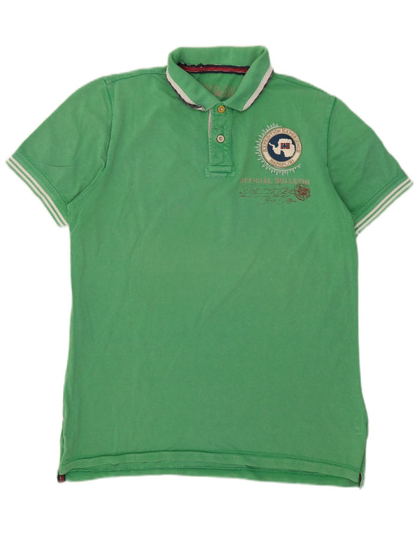 Napapijri Mens Graphic Polo Shirt XL Green Cotton