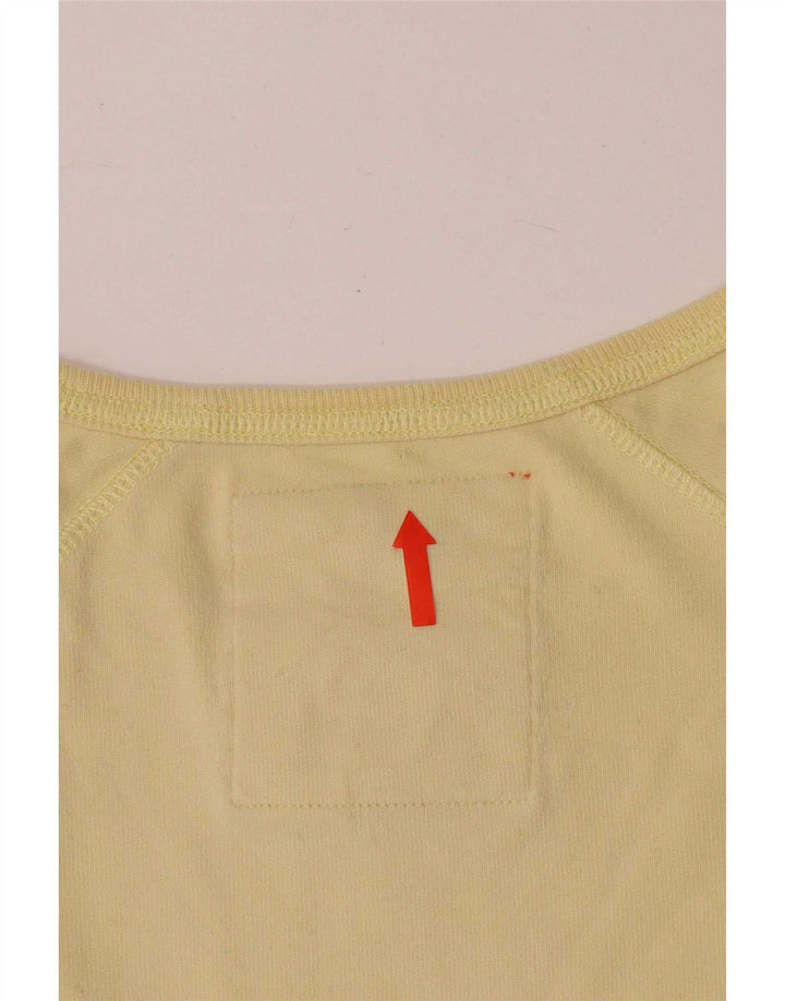 Superdry Womens Top Long Sleeve UK 14 Large Yellow Cotton