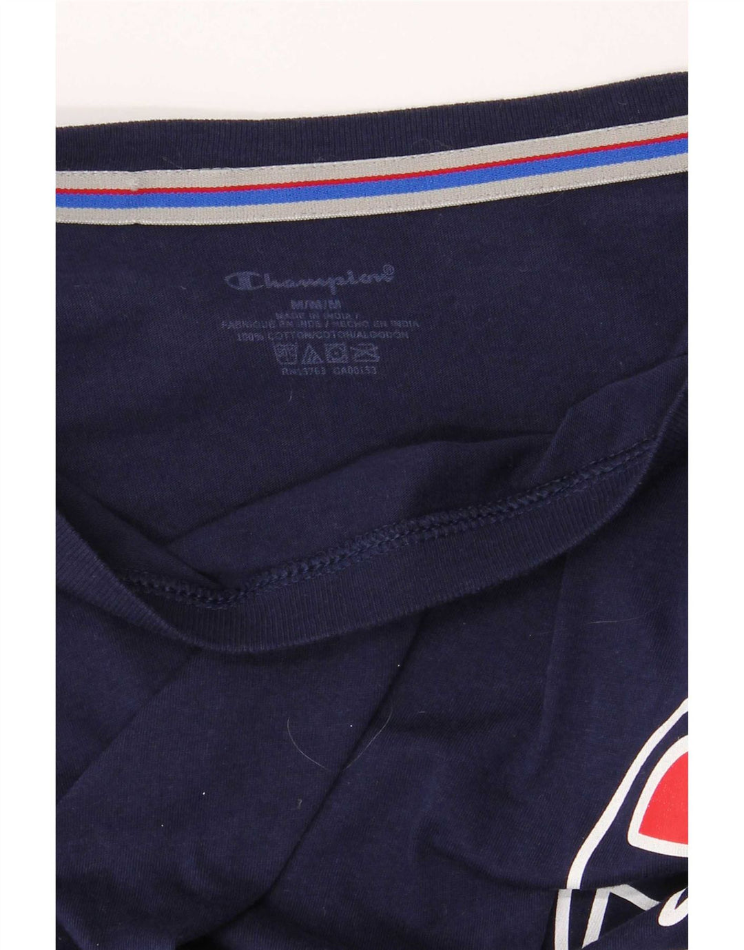 Champion Mens Graphic Top Long Sleeve Medium Navy Blue Cotton